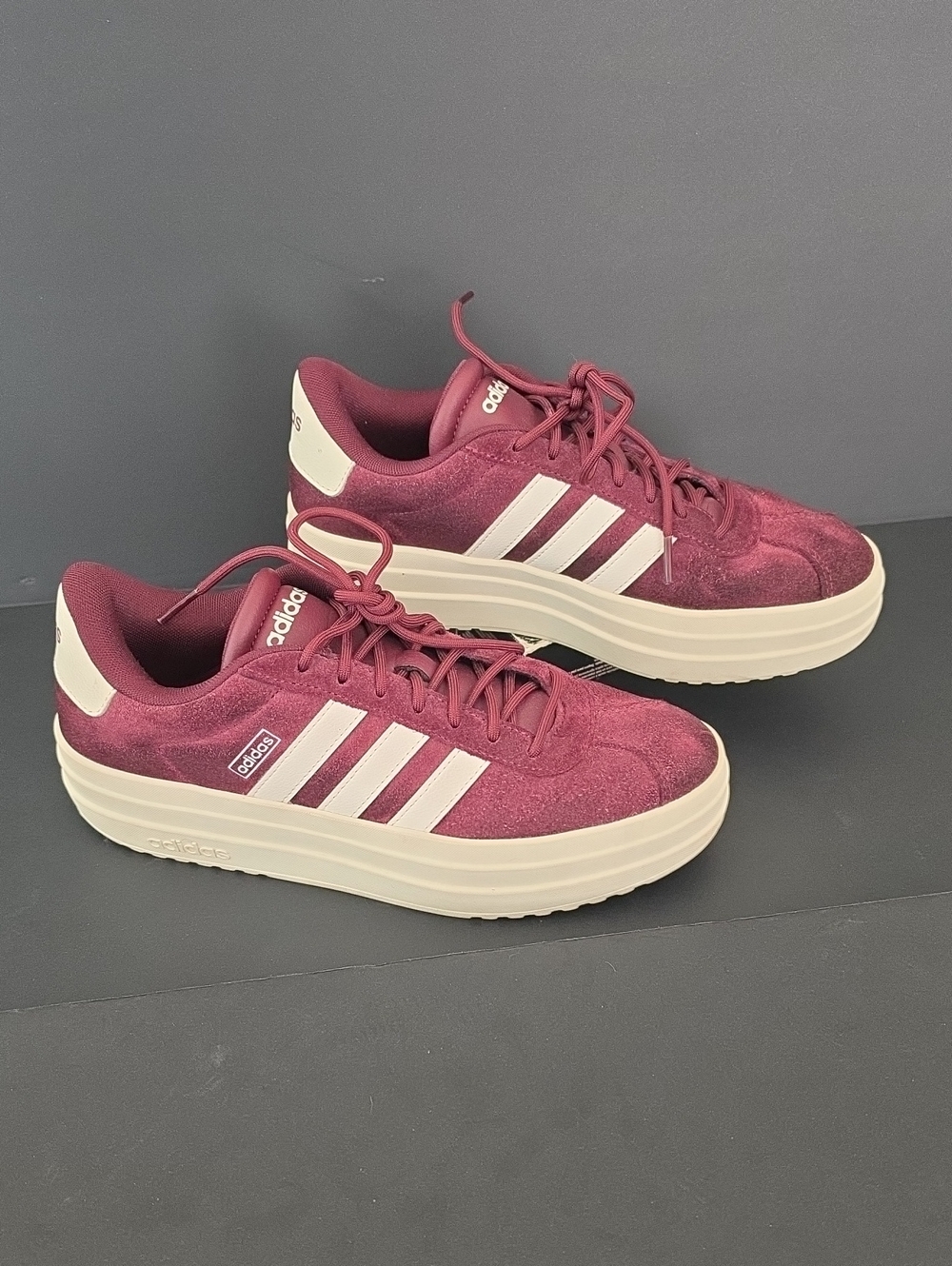 adidas VL Court Bold Women's Burgundy Suede Platform Sneakers Size 8.5